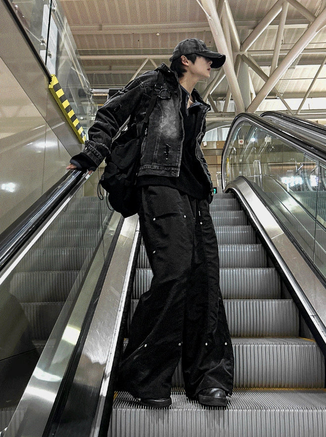 【COSYHARU】Black Up China Leather black up China leather jacket - COSYHARU | 60% - Asian