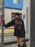 Butterfly Printed Oversized Fit Sweatshirt