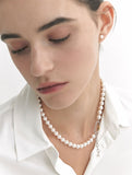 Noailles Silver (C) White Pearl Necklace 8mm