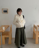 Doroni banding stitch long flare skirt