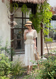 Bwile Crochet Embroidery Knit Wrinkle Sleeveless One Piece Two Piece (Strap Set)