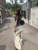 [MADE] Momin Stripe Color Matching Button Layered Slim Short Sleeve T-Shirt