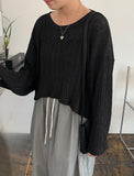 Pojo Wrinkle Crop See-through Long Sleeve Tee