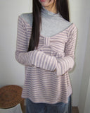 Bree Stripe Shirring Long Sleeve T-Shirt