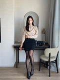 Grash Half Neck Drape Blouse