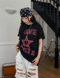 Hate Love Printing Over Short Sleeve