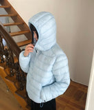 Turnle String Hooded Nylon Lightweight Short Padding Jumper