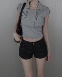 Reco coated leather shorts