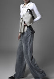 Back pocket wide denim pants