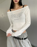 Little Lettering Boat Neck Crop Long Sleeve