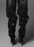 Big eyelet long boots heel