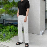 Henley Neck Cable Short Sleeve Knit