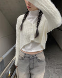 Reaper angora crop knit cardigan