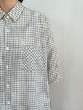 [unisex] Dillon Seersucker Check Over Short Sleeve Shirt