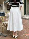 Tyne Cotton Two-Button Flare Long Skirt