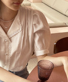 Lupine Lace Pin Tuck Puff Blouse