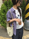 [unisex] Nayuhi Purple Short Sleeve Check Shirt