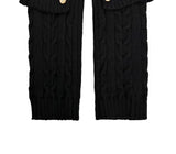 Wooden Button Cable Knit Leg Warmers