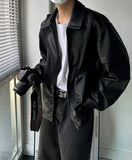 Milut leather two-way jacket