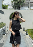 Dimael Sleeveless Blouse Mini Skirt Set