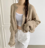 Fluffy Avant-Fit Shibori Alpaca Long Sleeve Cardigan