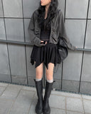 Noki shirring zip-up jacket