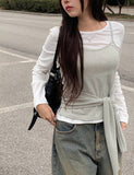 Anna Layered Bustier Tie T-Shirt Set