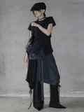 Ruffle Lnot Unbalanced Check Skirt