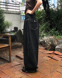 Difit raw big pocket denim wide long pants