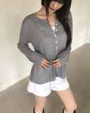 Siju see-through knit long-sleeved cardigan