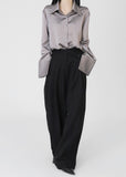 Cuff silky blouse