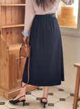 Scott Denim Pleated Banding Skirt [Belt set]