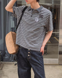 Recl 96 Striped Collared Short Sleeve T-shirt