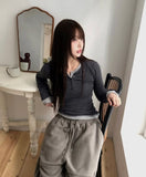 Chiri Wool V-neck Button Long Sleeve T-shirt