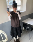 Dehin Pintuck Tencel Layered Long Sleeve T-shirt