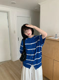 [unisex] Kosoni Color Stripe Boucle Short Sleeve Cardigan