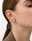 Champagne Moon Dew Drop Silver (W) Pave Earrings