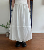 Mopen Nylon Banding Balloon Long Skirt