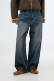 Double washing wide jeans