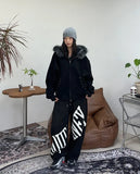 Snow fur brushed hood zip-up