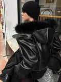 Pkanu Mix Leather Zip-Up + Black Fur