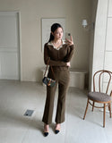 Antore Layered Collar Ribbed Cardigan Knit