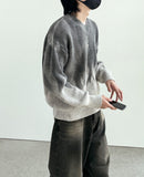 Gray Wet V-neck Knit