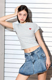 AubeA Stripe Heart Tension T-shirt