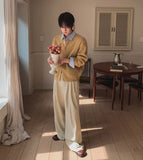 Porori three-tuck back banding slacks