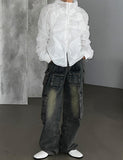 Shiny Shirring Wind Jacket