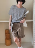 [LANARCH] Stripe U-Neck Short Sleeve T-Shirt