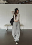 Fire embroidered string training pants