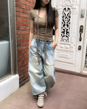 As Vintage Cut-out Wide Denim Pants