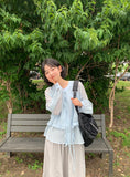 Senbaco Ribbon Layered Sleeveless Blouse